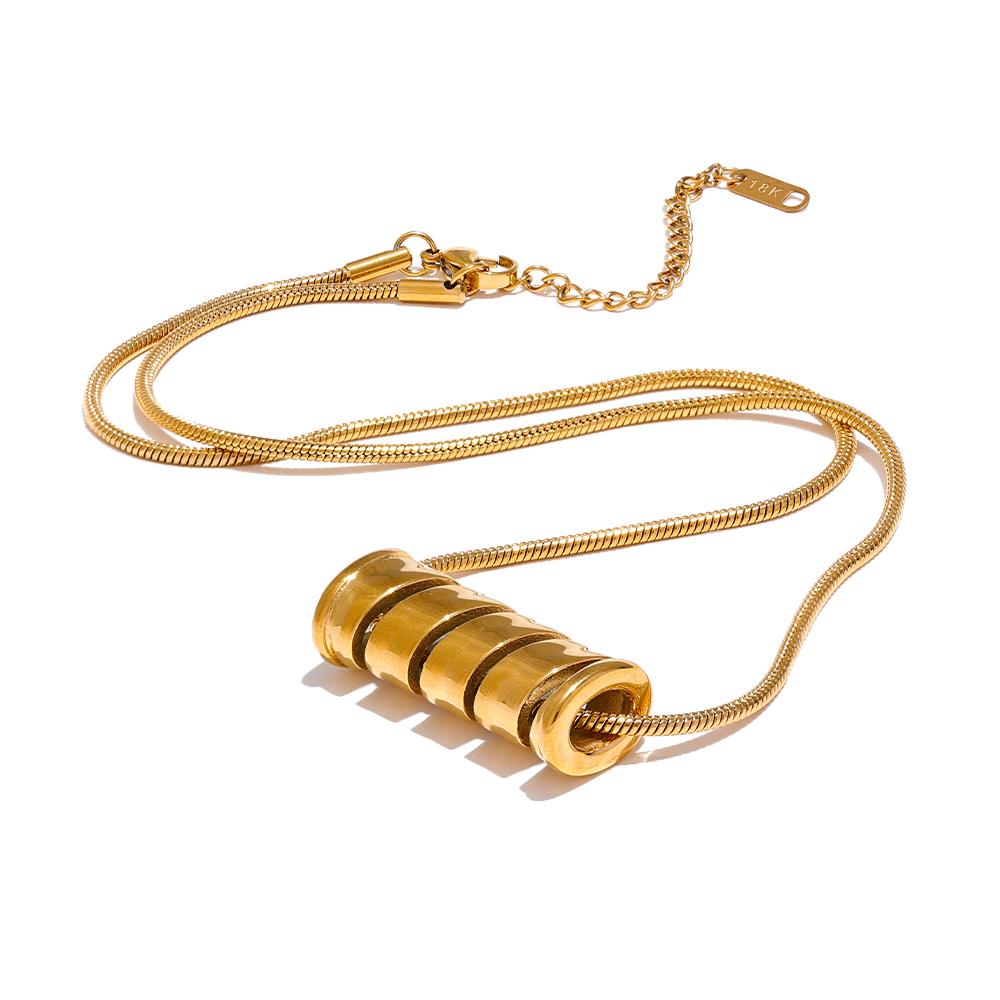 

Yhpup Stainless Steel Pendant Geometric Necklace Fashion Women 18K Gold PVD Plated Statement Jewelry Water Resistant