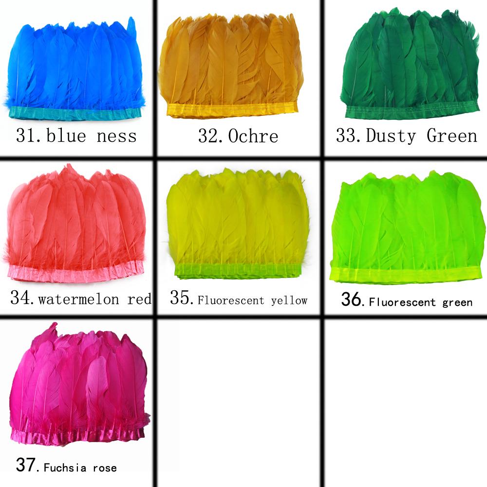Feather2 Meter/pack Goose Feather Fringe Trim On Satin Header 6"- 8" In /15-20 Cm Width