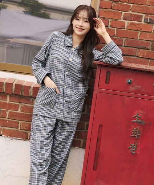 [BYC] Brushed Cotton Unisex Pajama Set Blue [Shipped from Korea] 100% Authentic