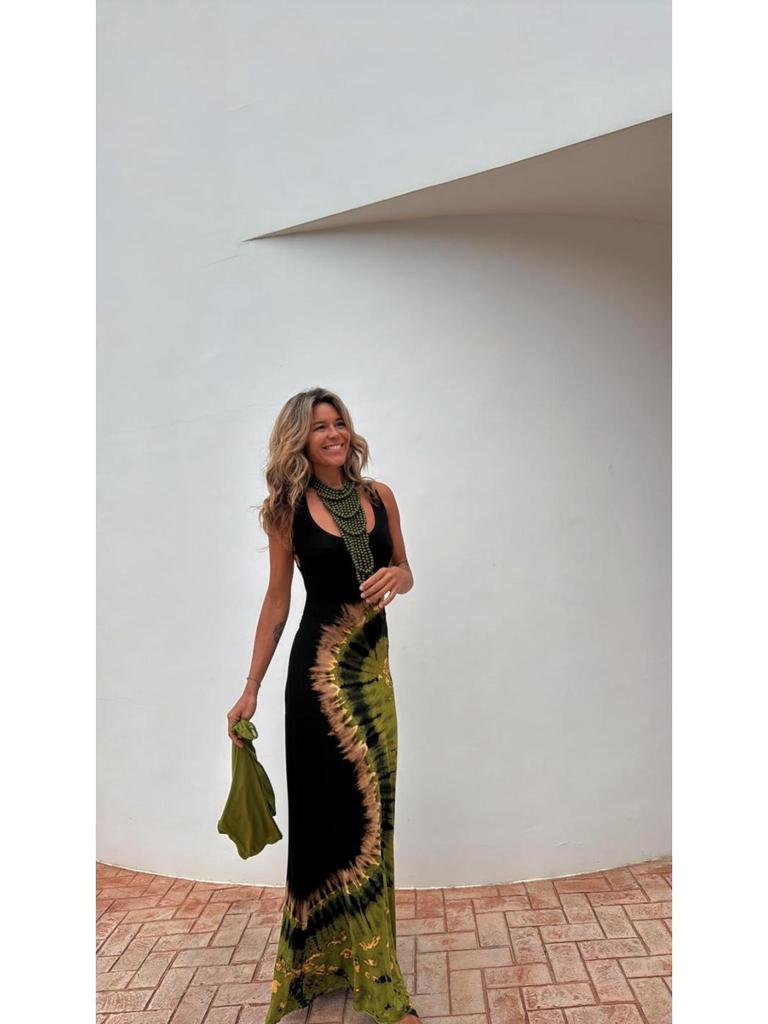 2025 Summer European & American Women's Printed Strap Backless Dress