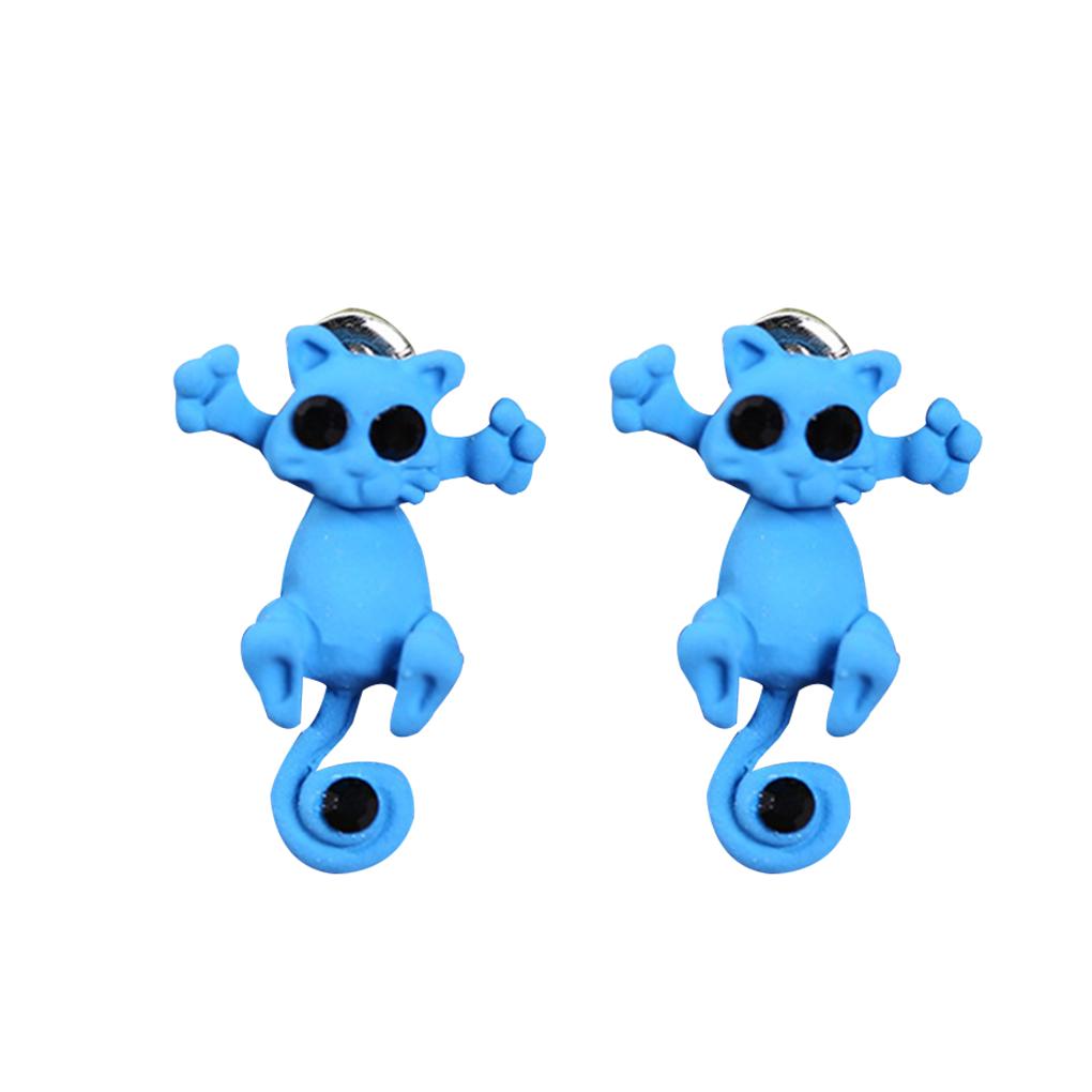 1 Pair Women Earrings Animal Cartoon Ear Studs Cartoon Push-back Earrings - Black White