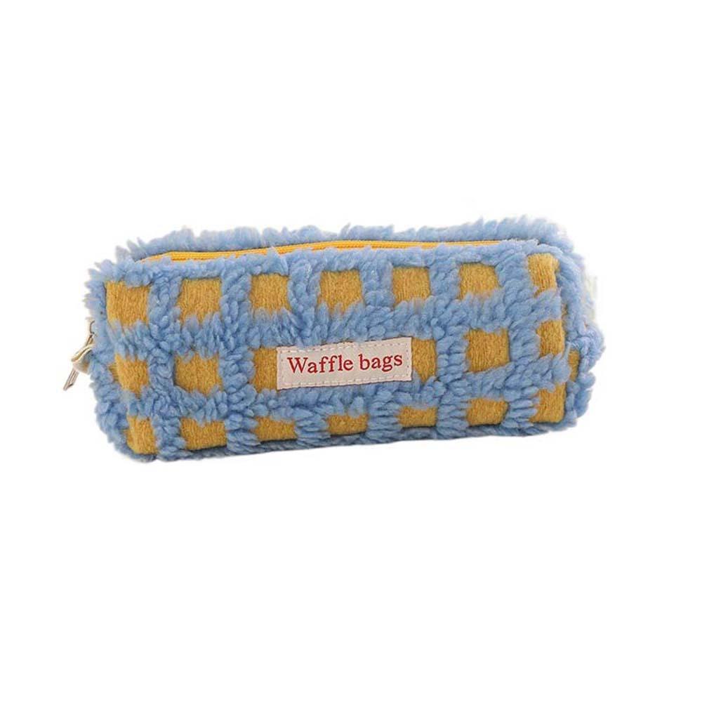 

Khaki/Pink/Yellow/Blue/Red Stationery Bag Large Capacity Plush Pen Bag Pencil Box