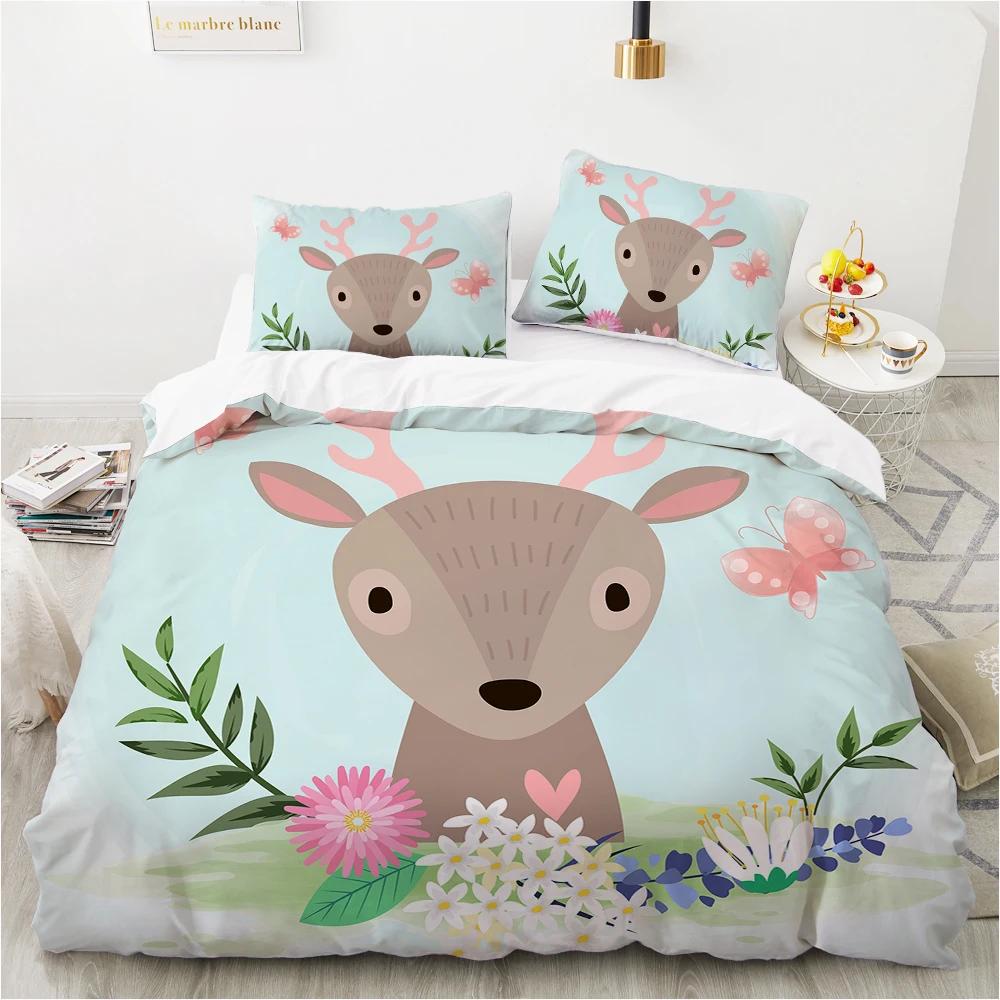 Flowers Parrot King Queen Duvet Cover Cartoon Birds Floral Bedding Set For Adults Animals Leaves 2/3Pcs Polyester Quilt Cover