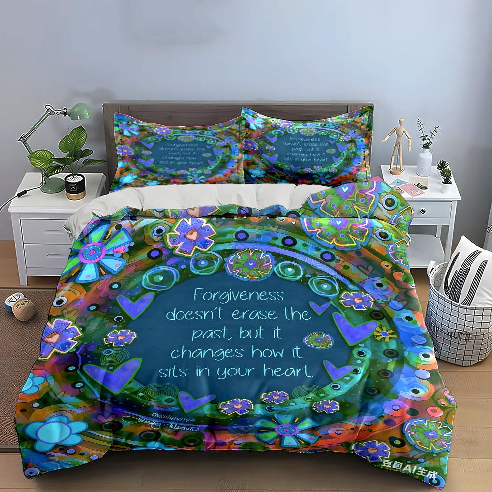 Colorful Floral Three-Piece Wall Decor Multiple Sizes Kid'S And Adults' Bedroom Exquisite 3Pc Bedding Set, Gift
