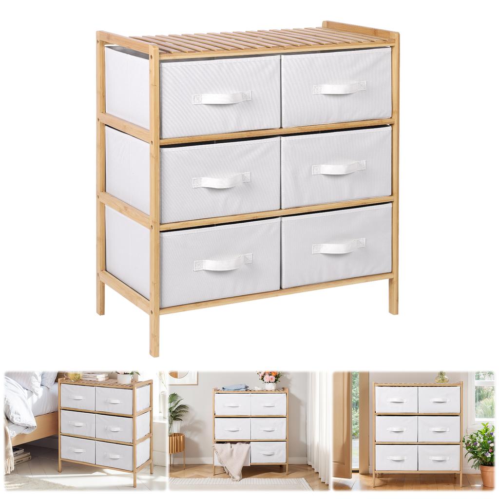 Quilt Storage Shelf Pull Out Clothes Storage Box with 6 Baskets Wooden Shelf Furniture Multifunctional for Living Room Bedroom