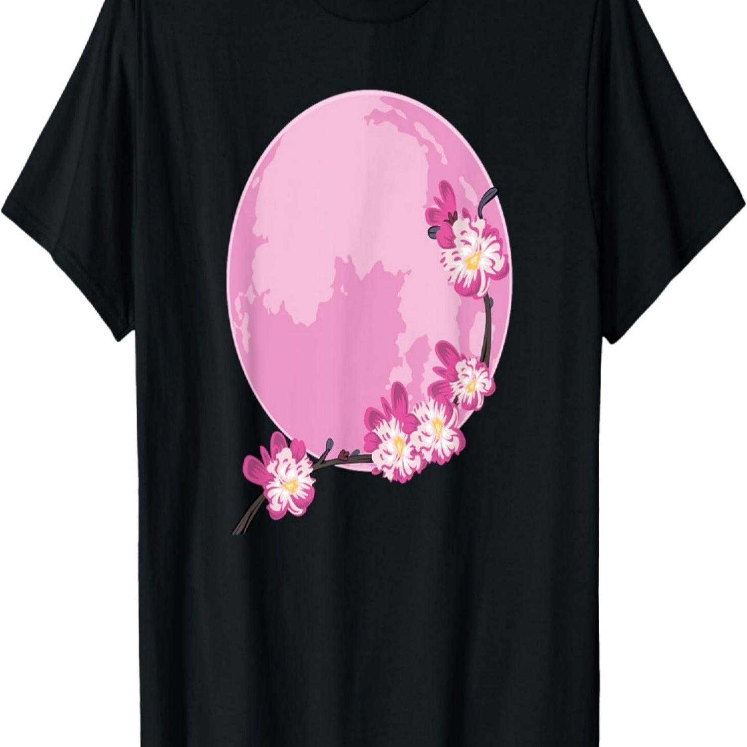 Pink Moon Sakura Flowers  Cherry Blossom Flowers T-Shirt S