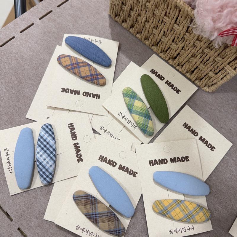 Korean Purple Series Fabric Plaid BB Clip: Elegant Side Bangs & Versatile Flyaway Hair Accessory