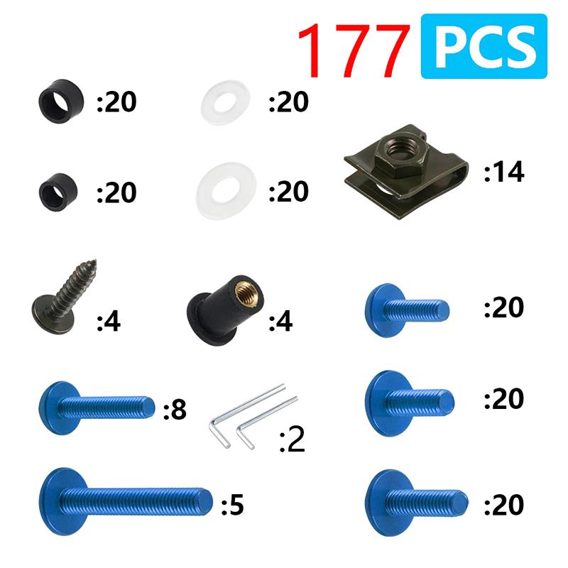 177PCS Motorcycle CNC Alloy Fairing Bolt Screw Nut Kit For GSXR 600 750 1000 K1-K8 Z750 Z900 Z1000 Z800 400 300