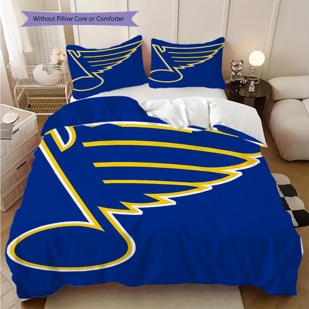 St. Louis Blues Pattern Bedding Quilt Set Quilt Cover Pillowcase Home Decoration Birthday Gift (1 * duvet cover + 2 * pillowcase, without core)