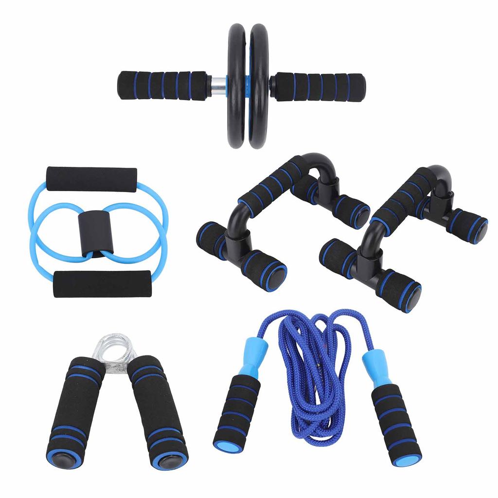 Abdominal Wheel Kit with Workout Wheel Knee Mat Pullers Jump Rope Grip Strengthener Push Up Bar Abdominal Exercise