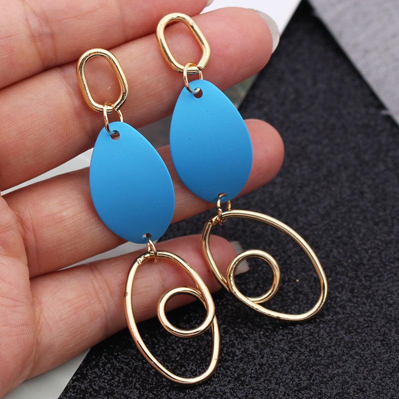 New Blue Color Geometric Earrings for Women Bohemian Flower Butterfly Pendants Female Dangle Earrings 2024 aretes de mujer