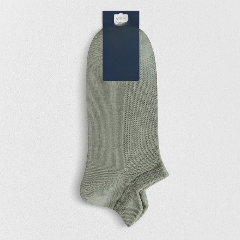 Men's Spring and Summer Cotton Net Eye Shallow Solid Color Short Tube Socks