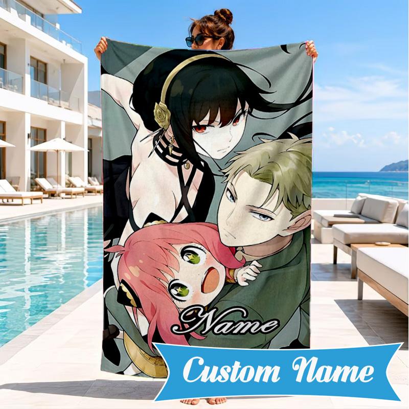 Custom Name Spy Fan family Adventure Beach Towel Microfiber Beach Towel, Lightweight and Quick-Dry, for Summer Travel, Swimming Pool Gift