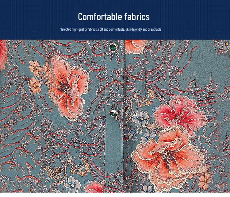 Plus Size Summer Lapel Shirt for Elderly Women, Three-Quarter Sleeves, 60-70 Year Olds