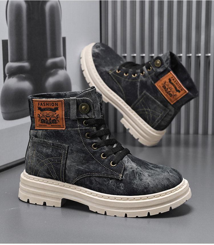 Fashion Men Shoes Spring High Top Canvas Boots 2025 Fashion Casual Sneakers for Men Plus Size Versatile Shoes British Style Tooling Boot