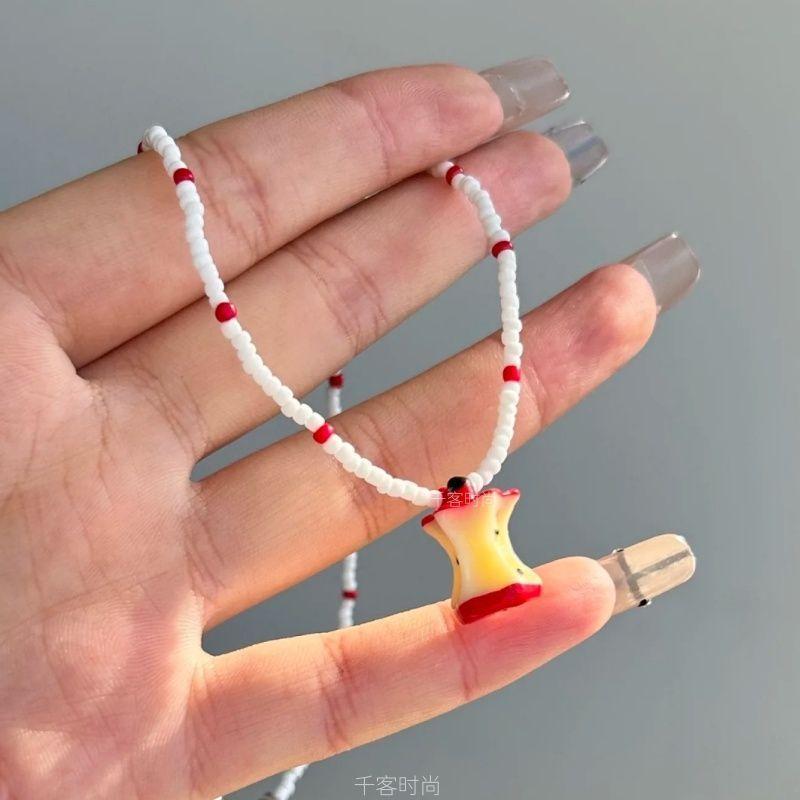 

Циркониевое колье-подвеска с вишней, маленькое, свежее, универсальное, цепочка для ключиц, стильное, нишевое, простое, милое украшение