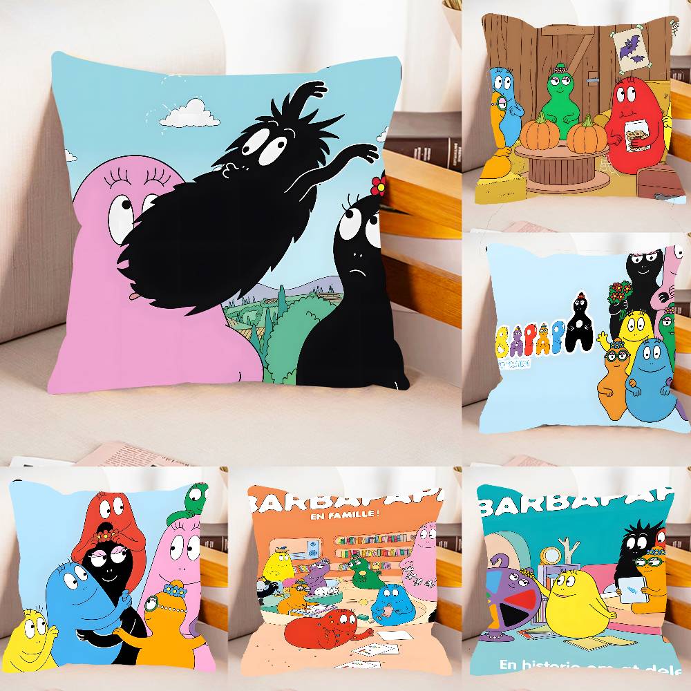 B-BarbapapaS-Cartoon Pillow Case Pattern Printed Pillowcase For Living Room Sofa Cushion Cover & Bedroom Decor