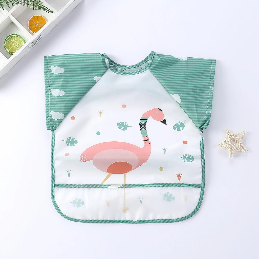 0-3Y Baby Burp Clothes Waterproof Eating Smock Infant Toddler Baby Cartoon Sleeveless Art Apron Animal Smock Soft Baby Bib