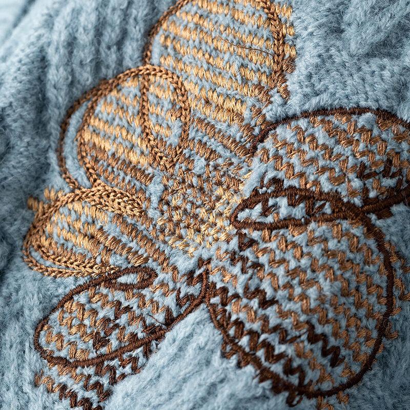 INMAN Women's Embroidered Knit Cardigan Sweater