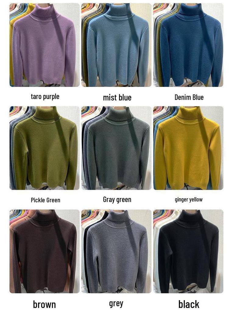 Women's Mink Velvet Turtleneck Sweater - Thick, One-Piece Winter Base Layer for 2025