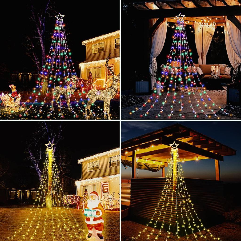 Outdoor Christmas Lights, 320 LED Christmas Decorations, Outdoor Star String Lights with 8 Modes Waterproof for Christmas New Year Holiday Decor