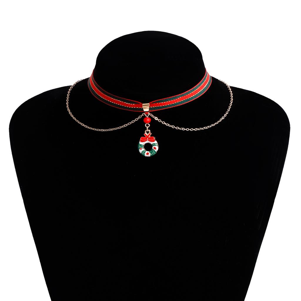 Ornament Christmas Gift Cartoon Drip Santa Necklace Webbing Necklace Christmas