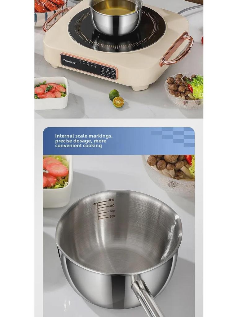 316 Stainless Steel Mini Deep Fryer & Milk Pot: Thickened Cooking Pan for Baby Food & Household Use