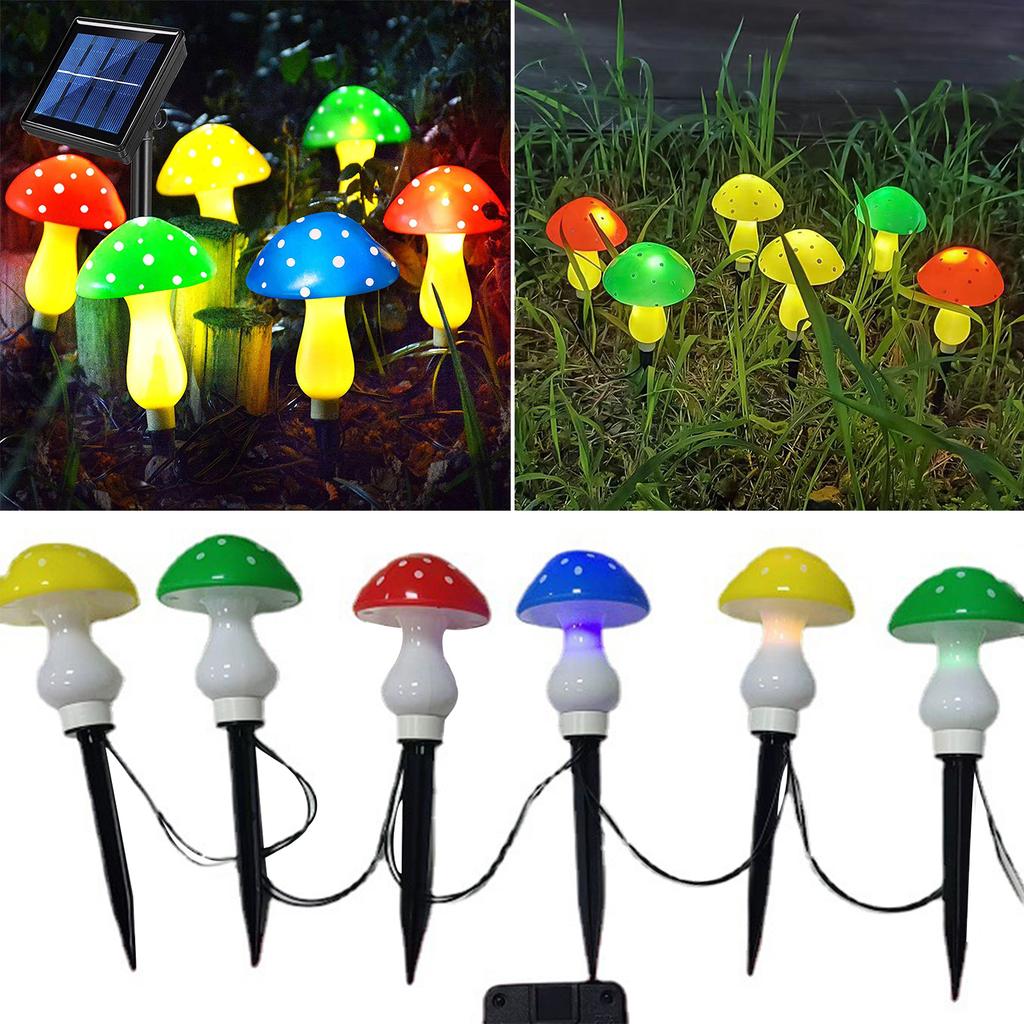 Outdoor Mushrooms Lamps Solar Powered Lights 8 Modes IP66 Water Proof for Garden Pathway Decorations Multicolor