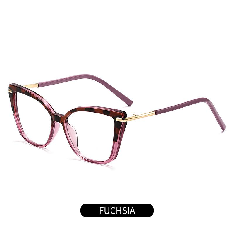 

European and American cat eye flat glasses women s fashion trend retro personality advanced sense thin color anti-blue light glasses Anti-blue light lenses