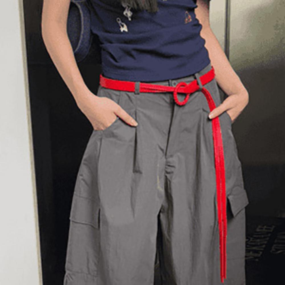 

Fashion Pu Leather Waist Belt Slim Rope Belt Decorative Waist Chain Red Waist Rope Skirt Decorative Accessory красный