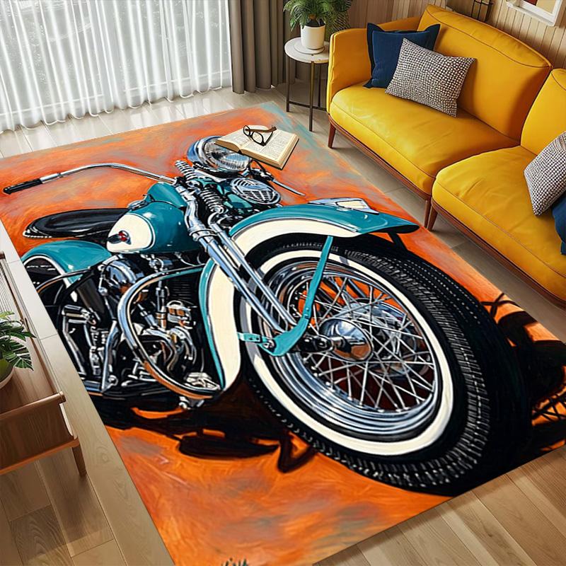 Vintage Motorcycle Living Room Nonslip Area Rug Soft Carpet For Bedroom Game Playroom Sofa Office Home Decor Doormat Christmas Gift C9265
