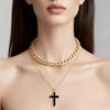 Doppellagige Perlen-Herz-Anhänger-Halskette mit Metallkette