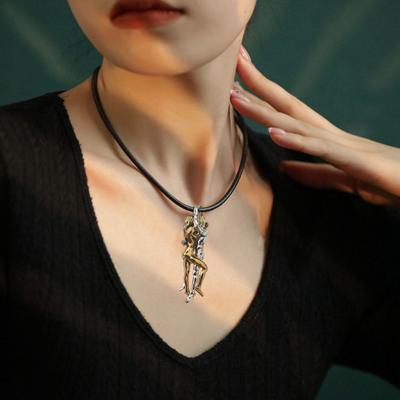 Women Men Hug Him Necklace Her Adjustable Length Couple Hugging Pendant Necklace Anniversary Jewelry Valentine