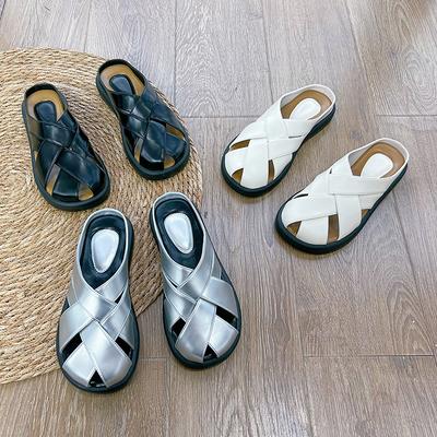 New Baotou Slippers Women's Summer Casual Flat Beach Half Drag Women's Fashion Versatile Sandals Outside Women's Shoes