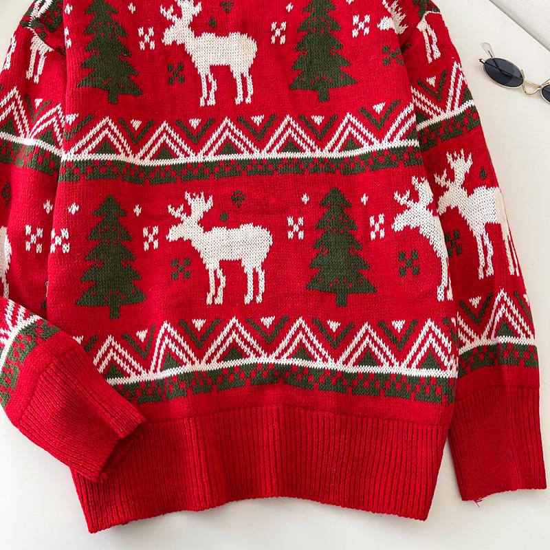 Herbst Winter Damen College Stil Gestrickter Weihnachts Rentier Pullover Oberteile für Mädchen