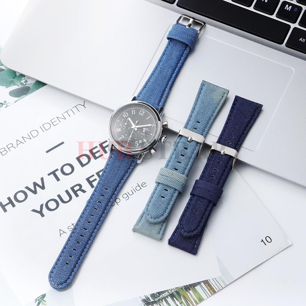 22mm 24mm Denim Pattern Nylon Fabric Watchband for Casio Vintage Universal Soft Watch Band for Seiko Men Women Watch Accessories