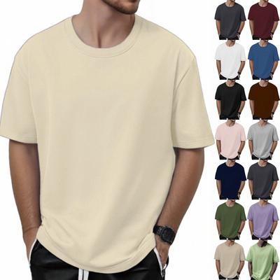 Men's 320G Cotton Short Sleeve T-shirt Men's Summer Loose Half Sleeve Solid Color Non-permeable Cotton