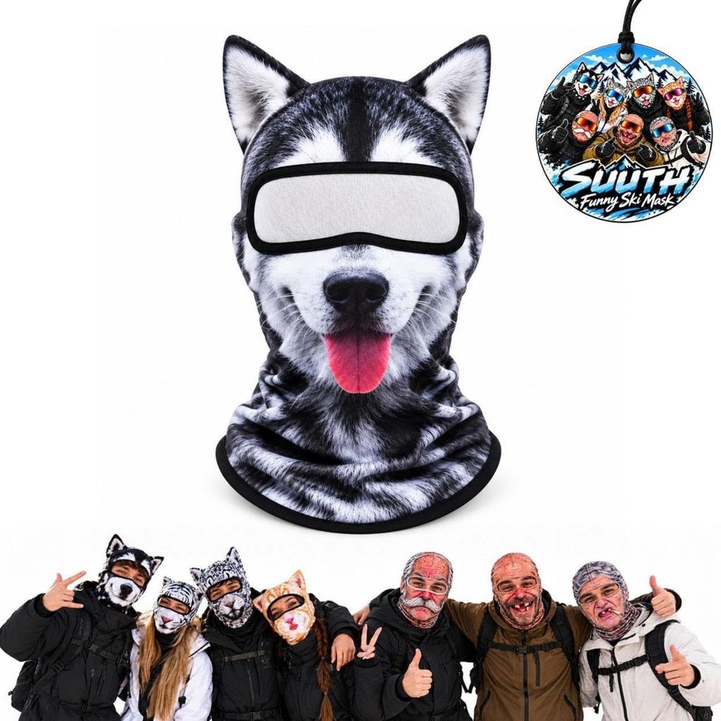 Scaldacollo Sci 3D Stampato Divertente da Uomo con Cappello per Sport Invernali all'Aperto