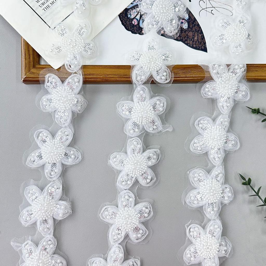 Water Soluble Lace Beads Three-Dimensional Flower Sequins Barcode Cloth Sticker Clothing Dress Children'S Lace