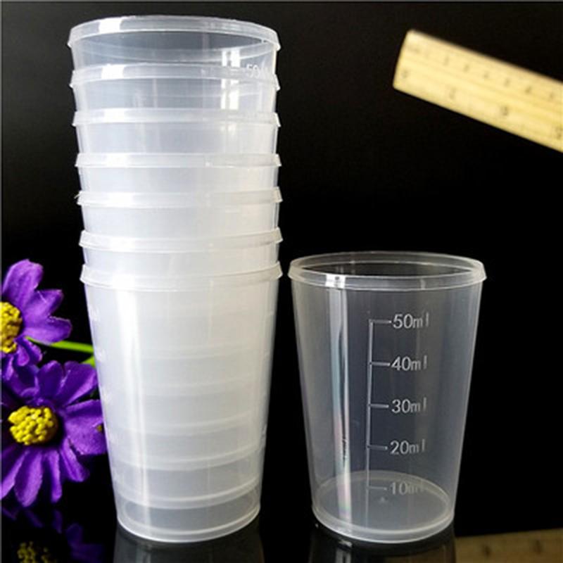 Transparent Clear Plastic Medicine Graduated Measuring Cup Container 10pcs 50ml