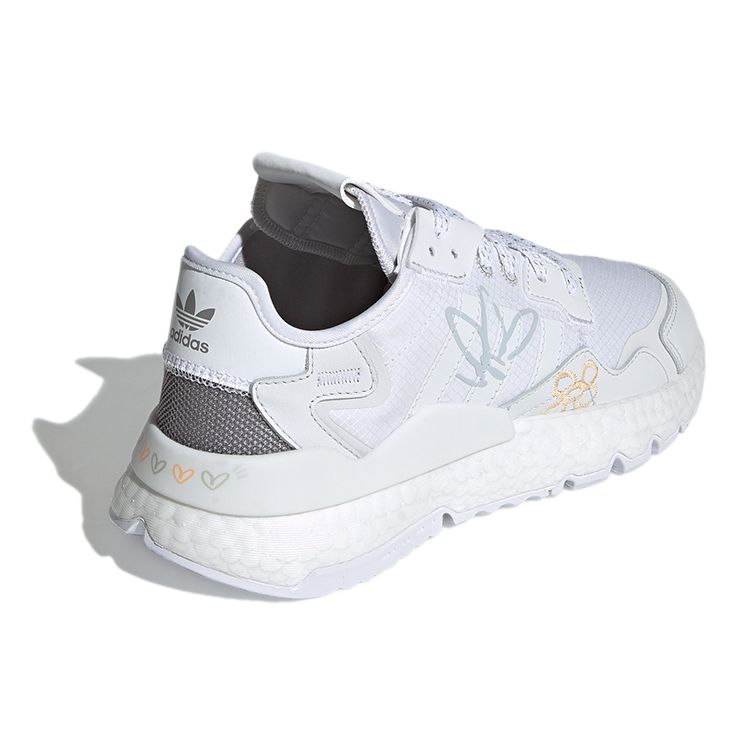 Adidas Originals Nite Jogger Fabric Sport Minimalist Breathable Low-Top Lifestyle Casual Shoes Women sneaker White Gray GZ3229