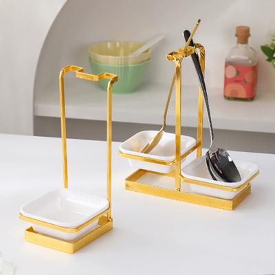 1Pc Single/Double End Cutlery Holder With/without Plate Stainless Steel Vertical Serving Chopstick Spoon Holder Kitchen Utensils