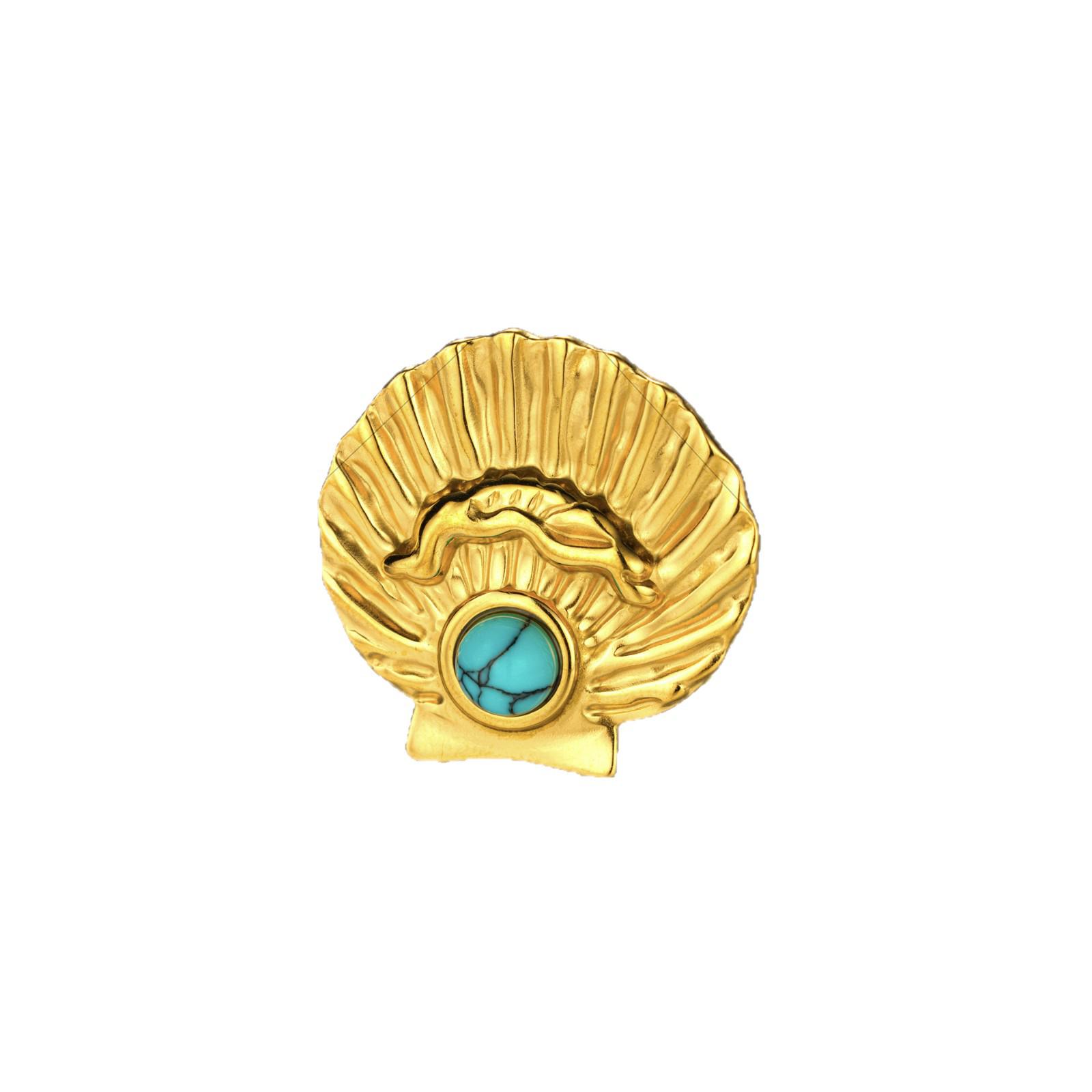 

Women s Retro 18K Gold Turquoise Adjustable Ring - Durable, Fade-Resistant, Perfect Birthday Gift красный