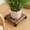 Solid Wood Planter Tray Potted Stand Rack Bonsai Round Wheel Flowerpot Wooden Holder