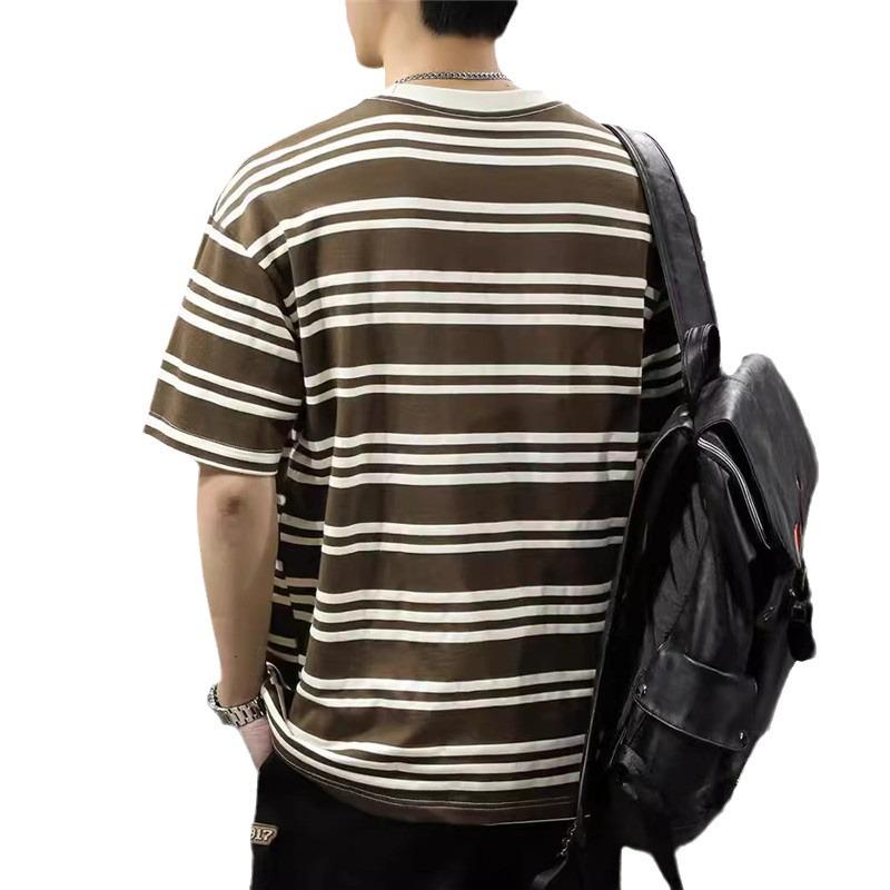 2024 Men's Plus Size Striped Short Sleeve Sailor T-shirt - American Casual