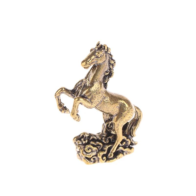 

Bronze Zodiac Horse Desktop Sculpture, Chinese Style Metal Craft Home Decorations for Living Room Tea Table, Gift