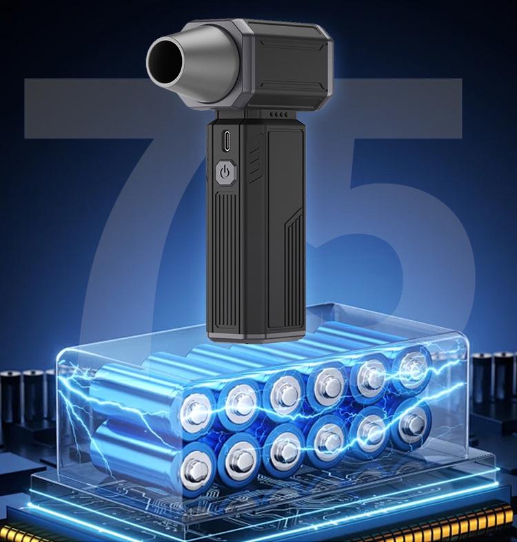 High-Speed Brushless Motor Fan for Snow and Dust Removal - Handheld, Lithium Battery-Powered for Outdoor and Gaming Use.