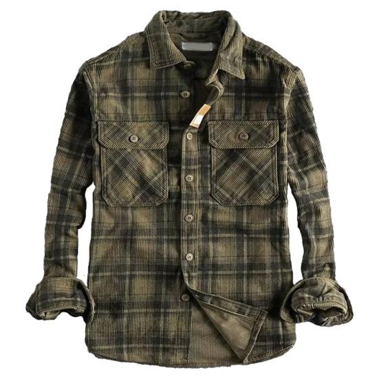 

Осенне-зимняя мужская рубашка с отложным воротником и длинным рукавом, однобортный свободный кардиган средней длины, мужская официальная верхняя рубашка, пальто 2XL зелёный