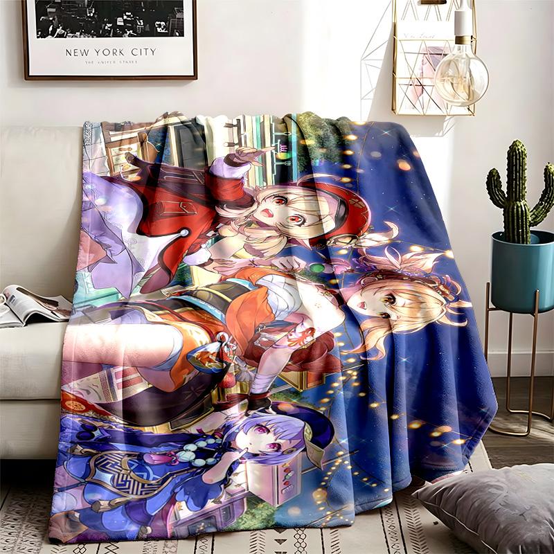 Genshin Impact Theme Blanket Suitable For The Sofa Camping And Travel Made Of Soft Flannel Material An Ideal Gift For Occasions Such As Birthday