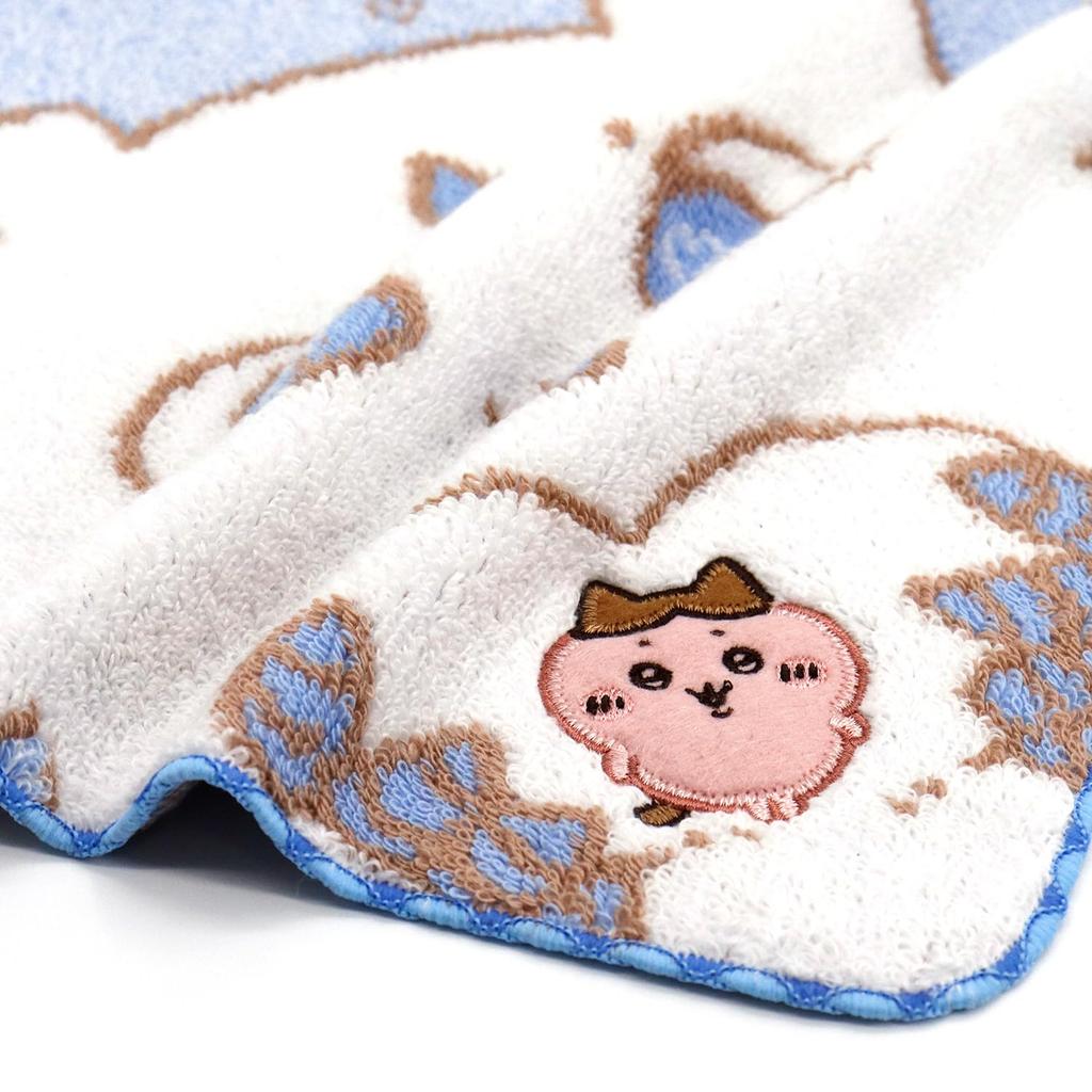 Chiikawa Towel 25 X 25 Cm "Kattatteruyo" Handkerchief, Blue, Hachiware, 41-1270080, Approx.